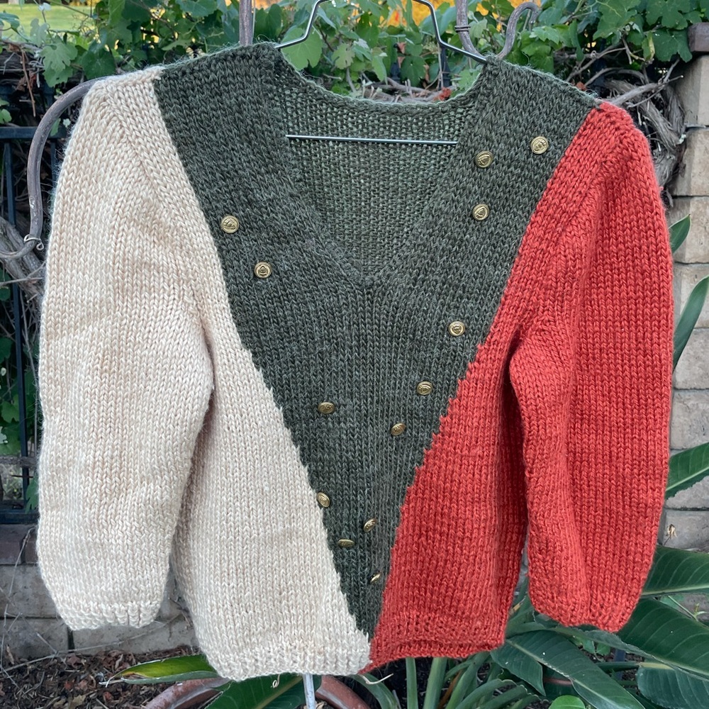 Vintage Wool V-Neck Sweater one-of-kind Size small